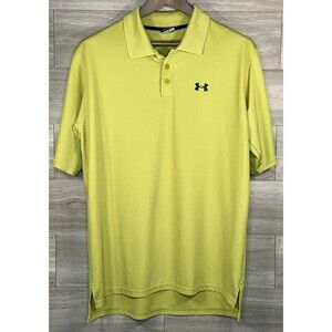 Under Armour Green Polo Mens Large Short Sleeve Shirt Embroidered Logo EUC